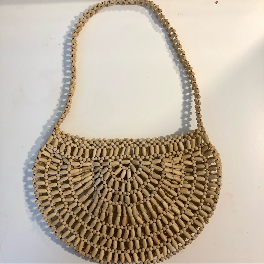 Wooden beaded shoulder Bag